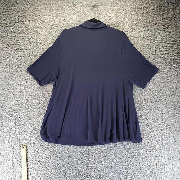 Lane Bryant Top Womens 18/20 Navy Blue Collared Short Sleeve Relaxed Fit Tunic - Picture 7 of 8